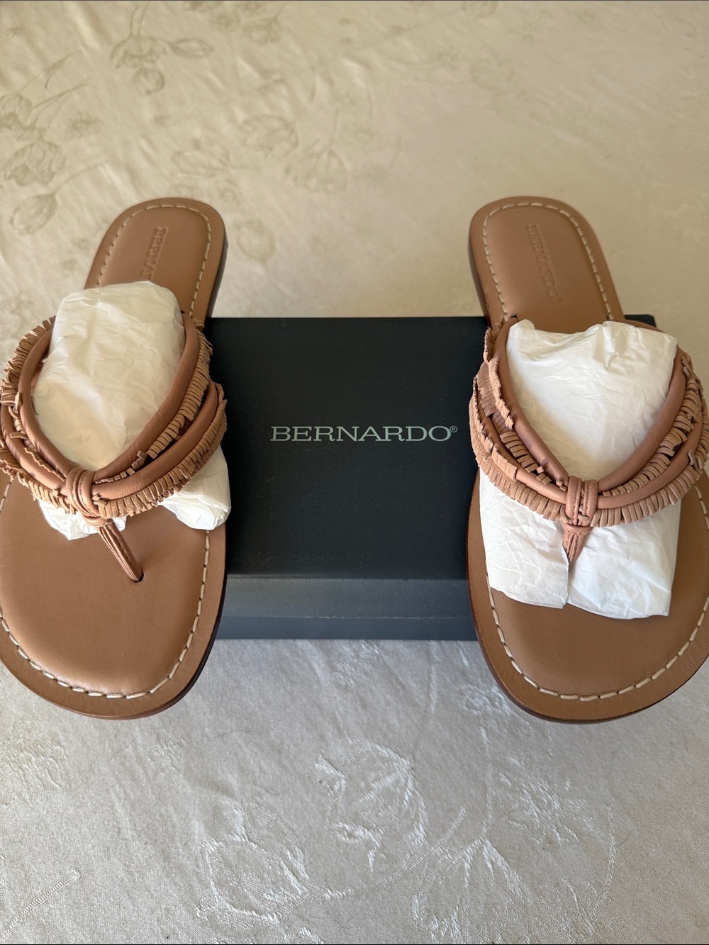 Bernardo Blush Miami Fringe Thong Sandals
